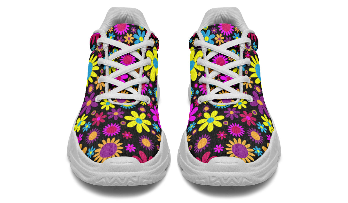 Funky Retro Flowers Chunky Sneakers