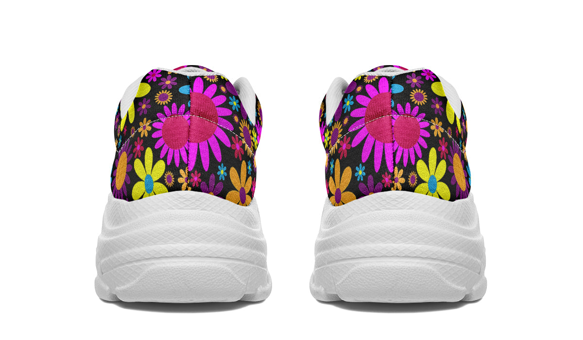 Funky Retro Flowers Chunky Sneakers