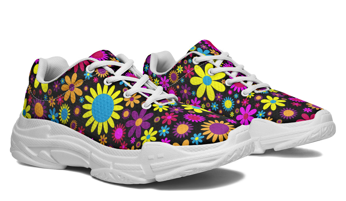 Funky Retro Flowers Chunky Sneakers