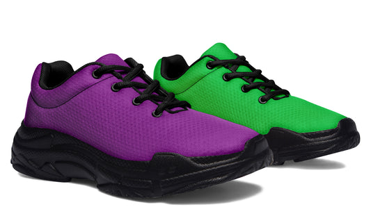 Green And Purple Mismatch Chunky Sneakers