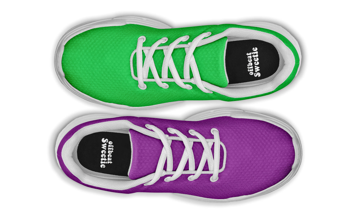Green And Purple Mismatch Chunky Sneakers