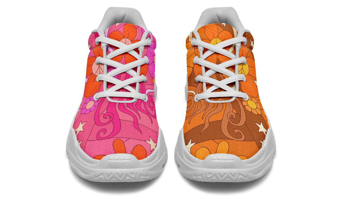 Molly's Mismatched Retro Daisies Chunky Sneakers