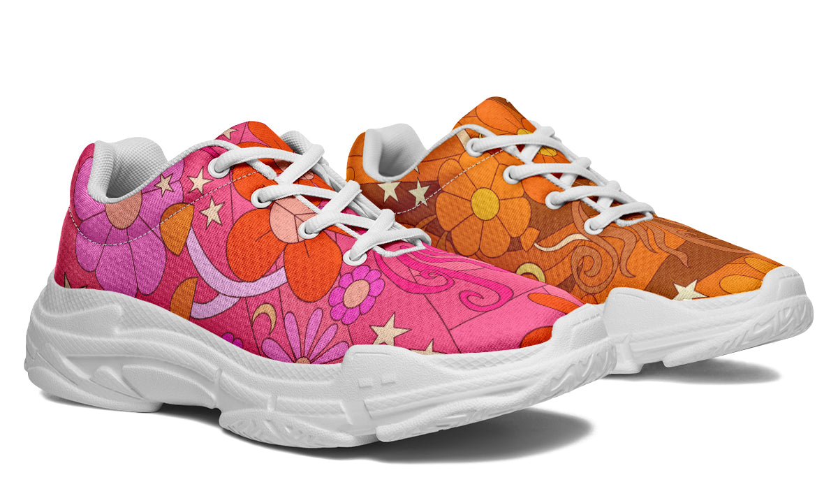 Molly's Mismatched Retro Daisies Chunky Sneakers