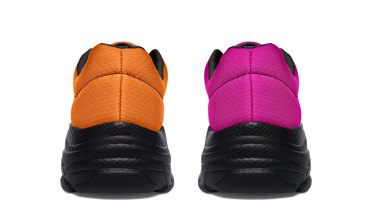 Pink And Orange Mismatch Chunky Sneakers