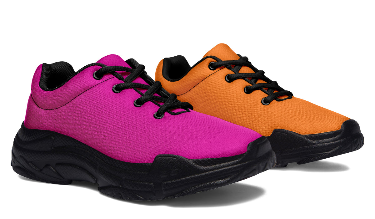 Pink And Orange Mismatch Chunky Sneakers