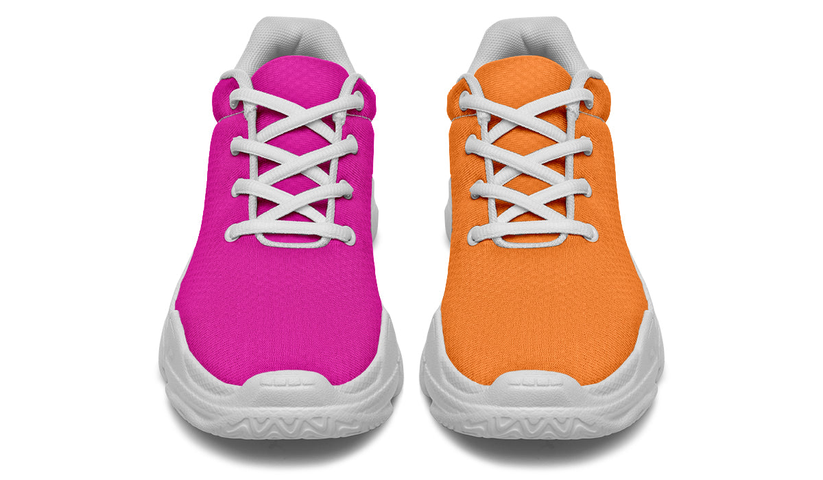 Pink And Orange Mismatch Chunky Sneakers