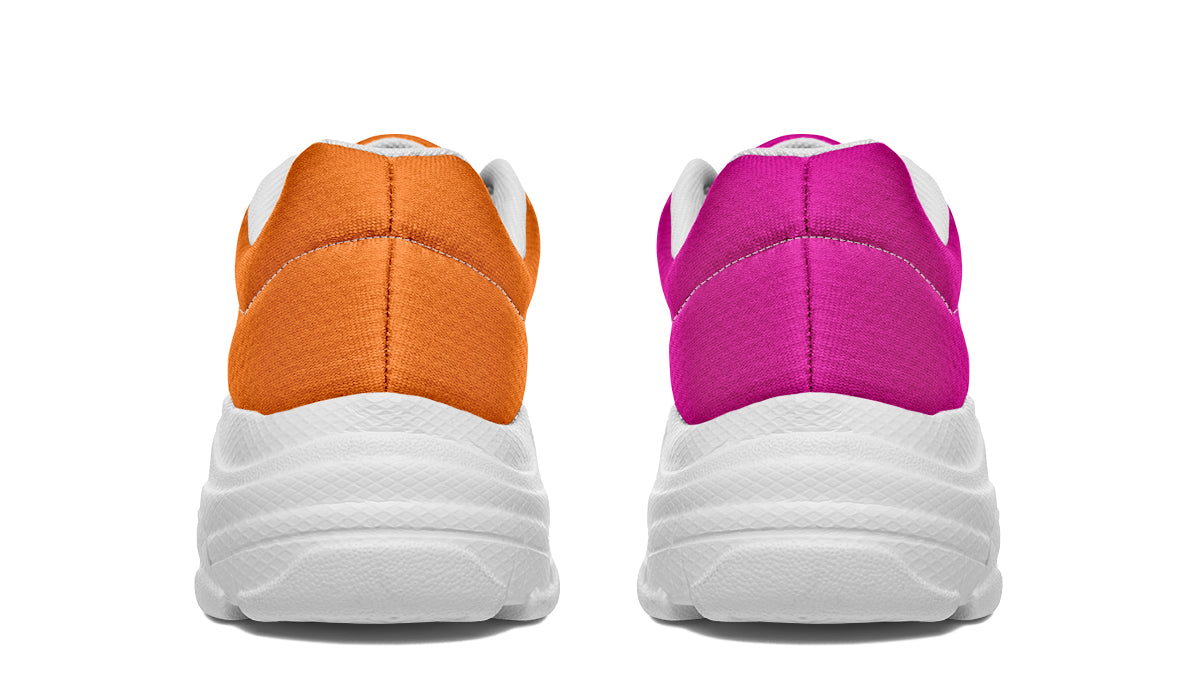 Pink And Orange Mismatch Chunky Sneakers