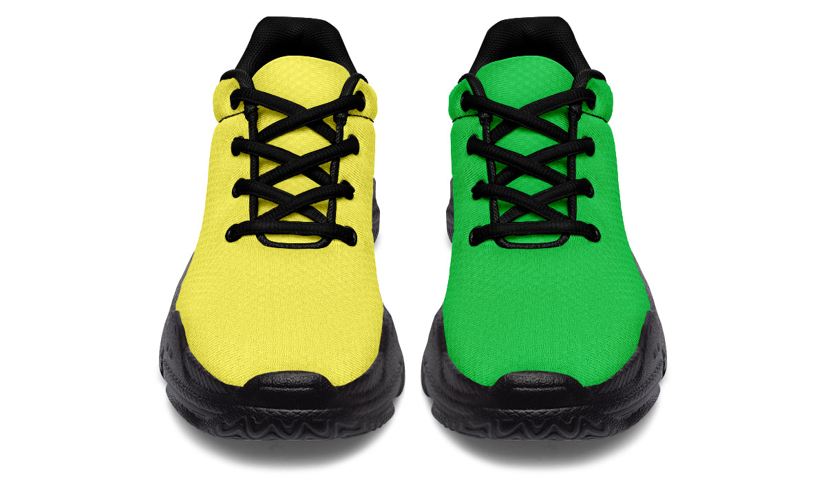 Yellow And Green Mismatch Chunky Sneakers