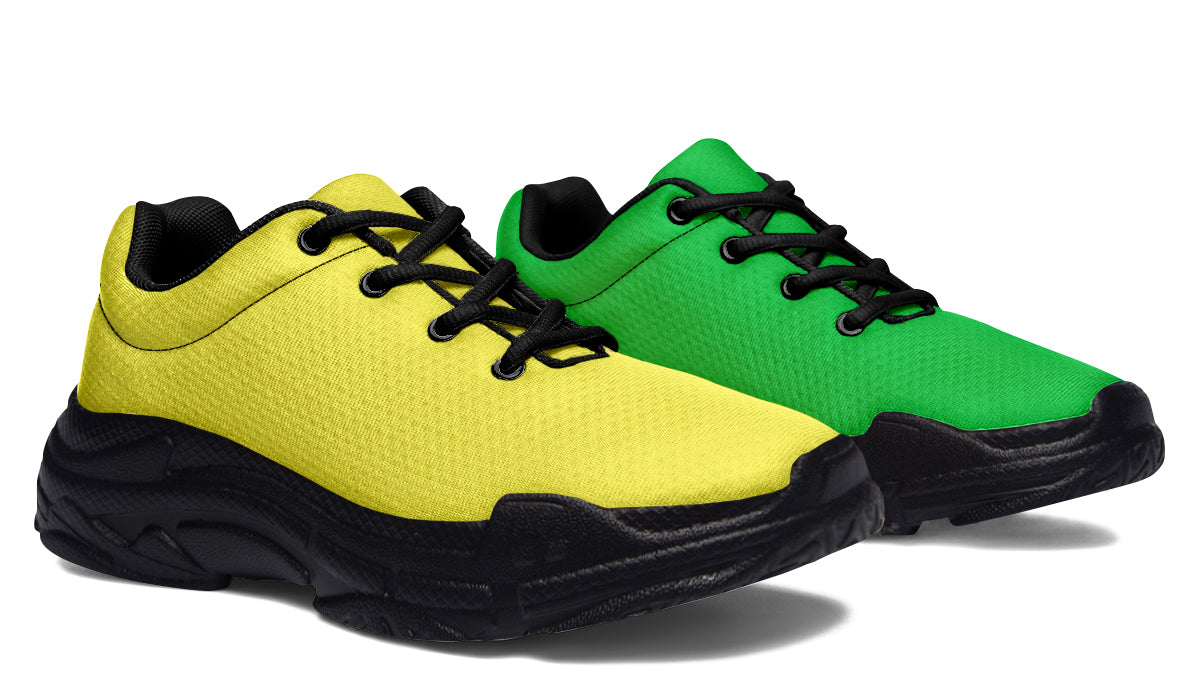 Yellow And Green Mismatch Chunky Sneakers