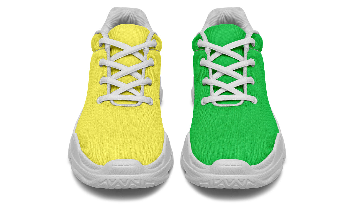 Yellow And Green Mismatch Chunky Sneakers