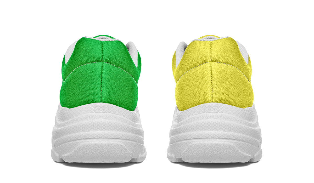 Yellow And Green Mismatch Chunky Sneakers