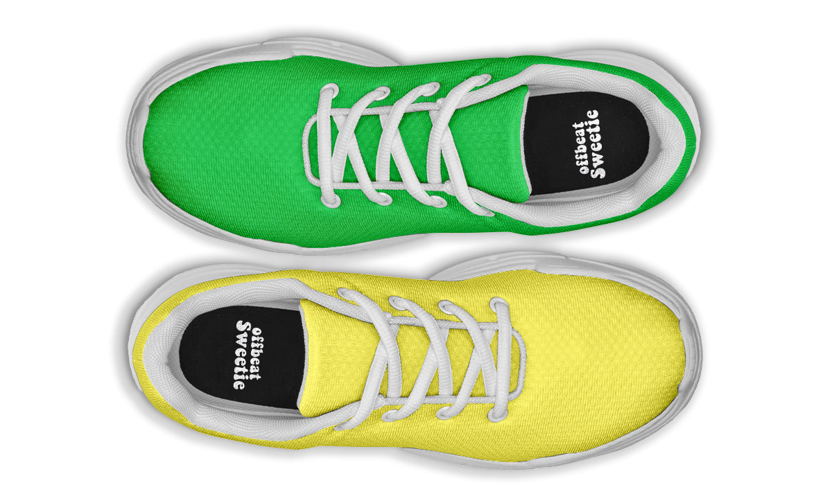 Yellow And Green Mismatch Chunky Sneakers