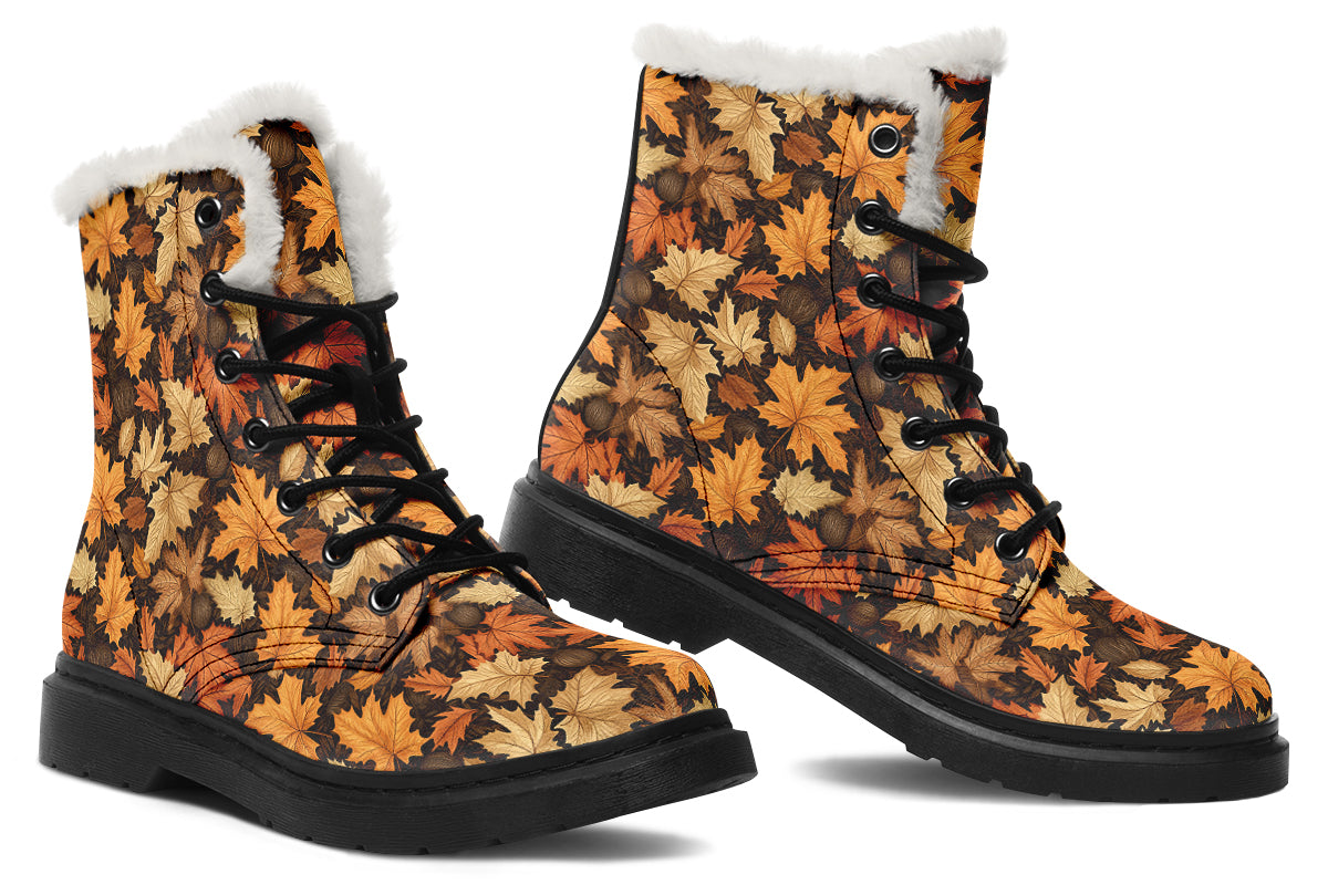 Autumn Leaves Faux Fur Boots