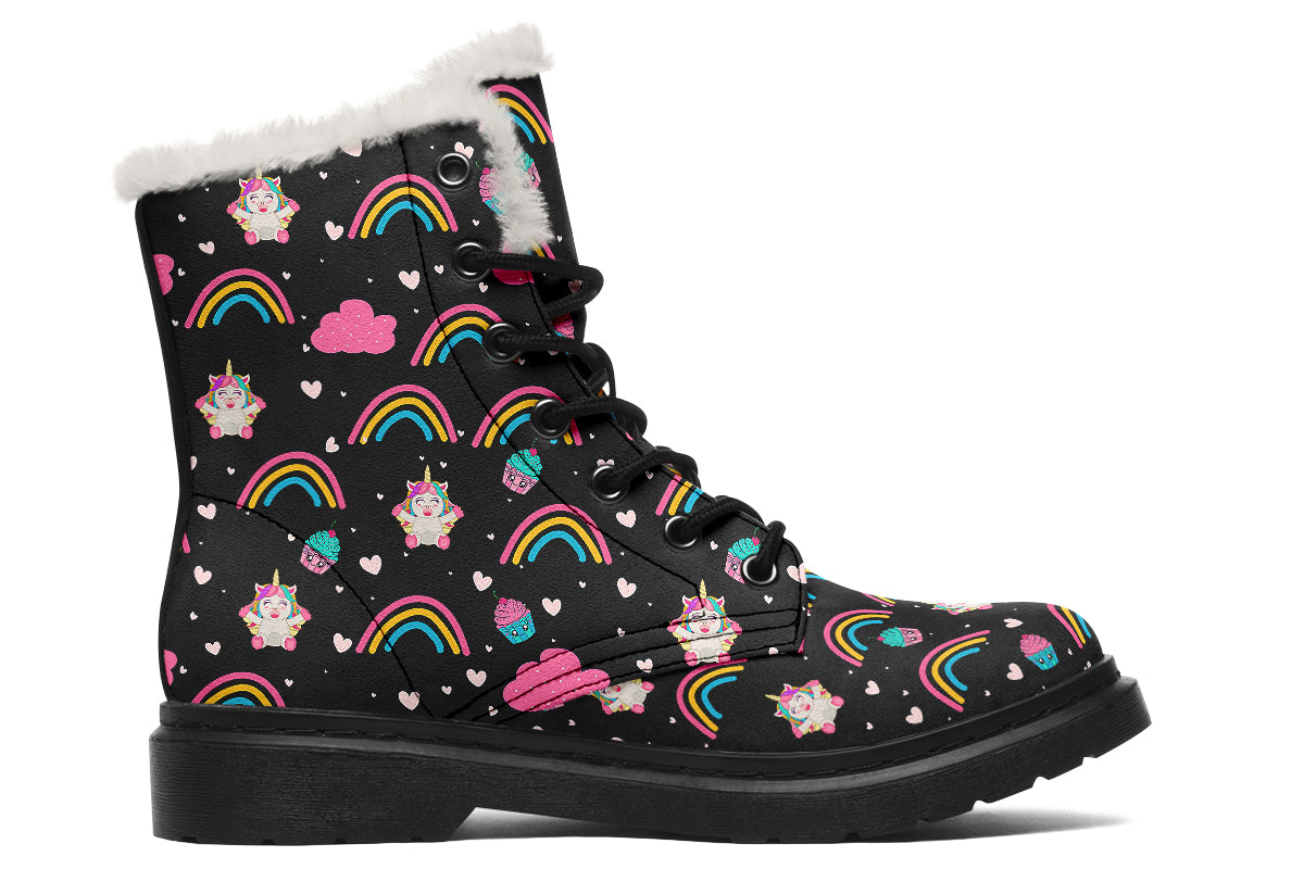 Cutesy Unicorns Faux Fur Boots