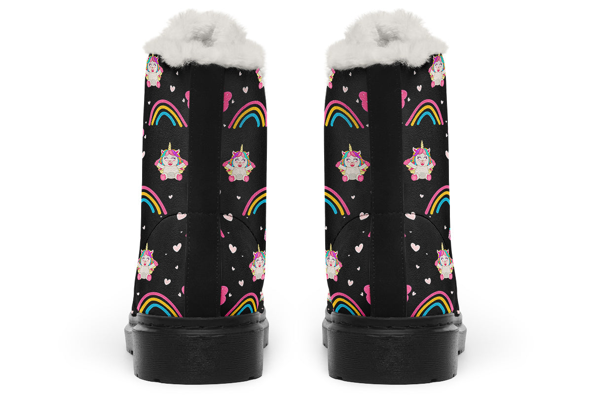 Cutesy Unicorns Faux Fur Boots