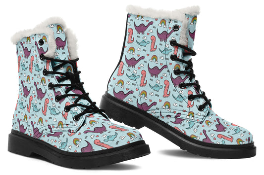 Dinos And Rainbows Faux Fur Boots