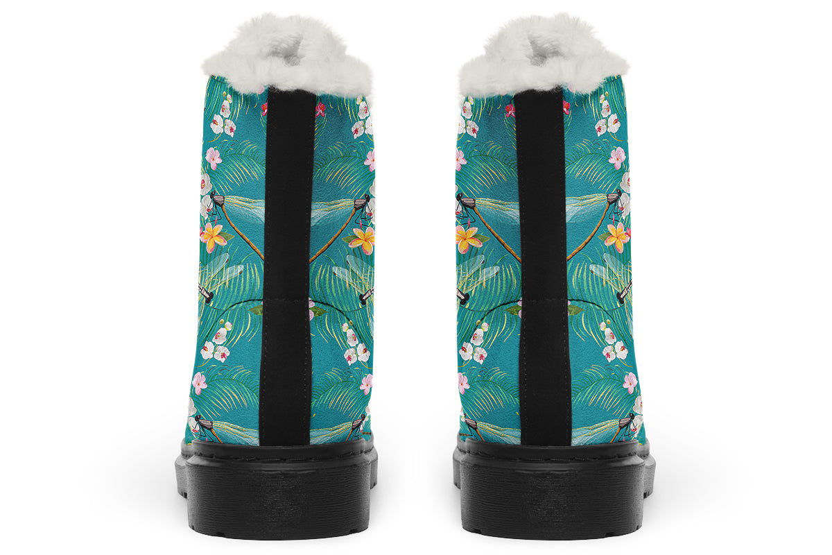 Dragonflies Faux Fur Boots