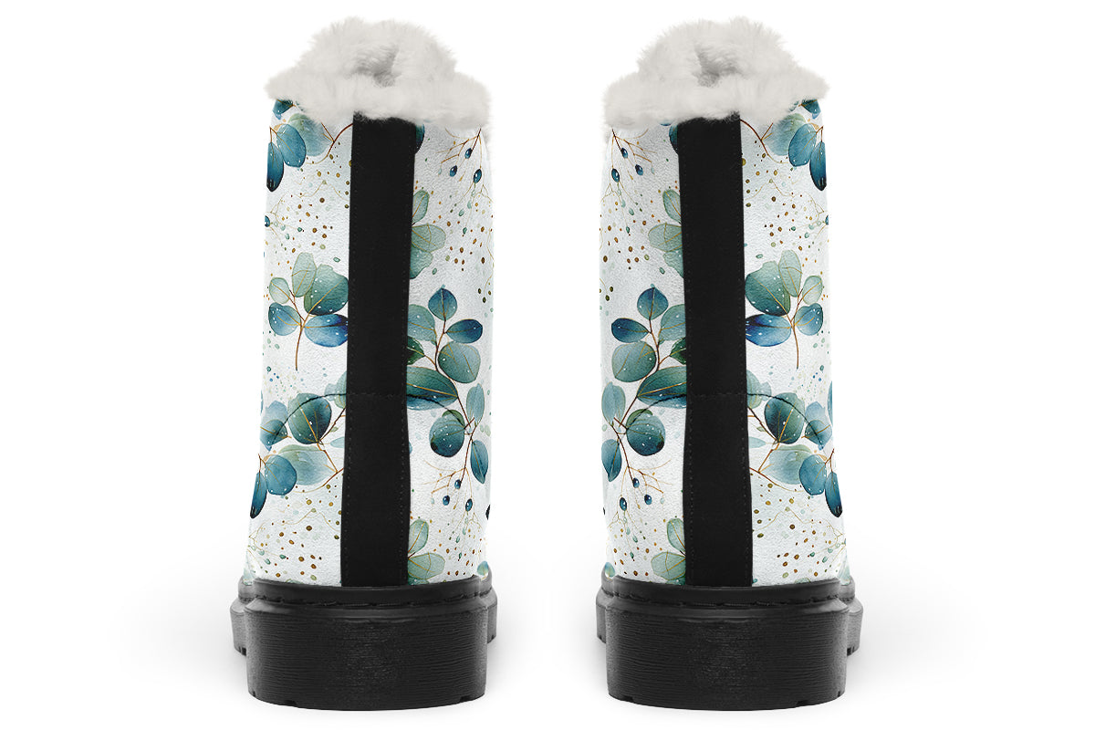 Eucalyptus Leaves Faux Fur Boots