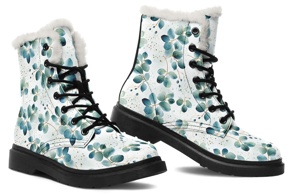 Eucalyptus Leaves Faux Fur Boots