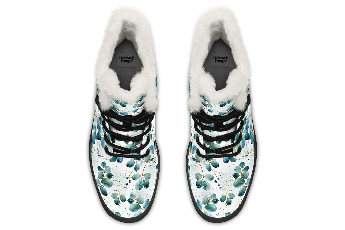 Eucalyptus Leaves Faux Fur Boots