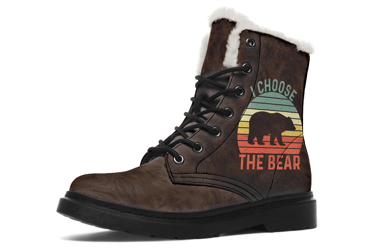 I Choose The Bear Faux Fur Boots