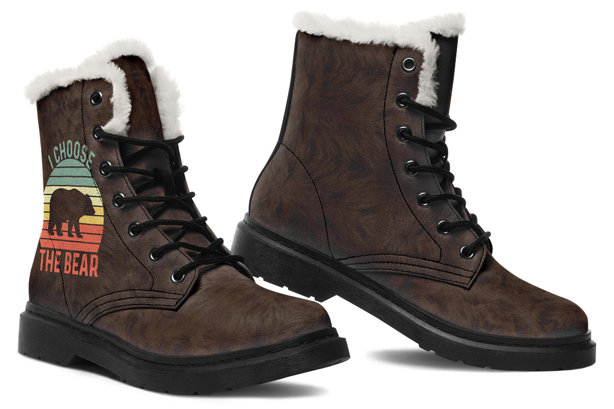 I Choose The Bear Faux Fur Boots