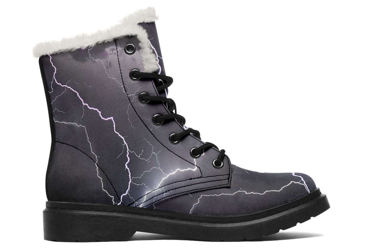 Lightning Crashes Faux Fur Boots