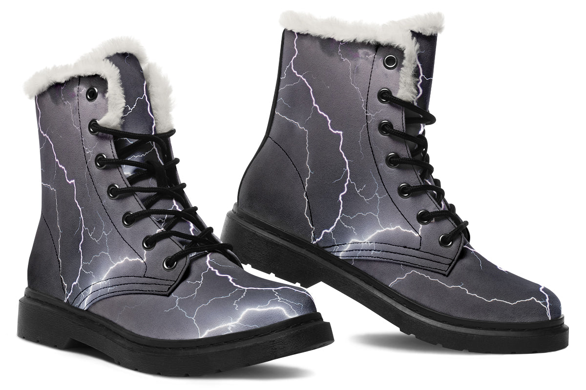 Lightning Crashes Faux Fur Boots