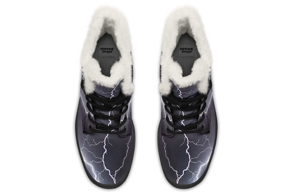 Lightning Crashes Faux Fur Boots