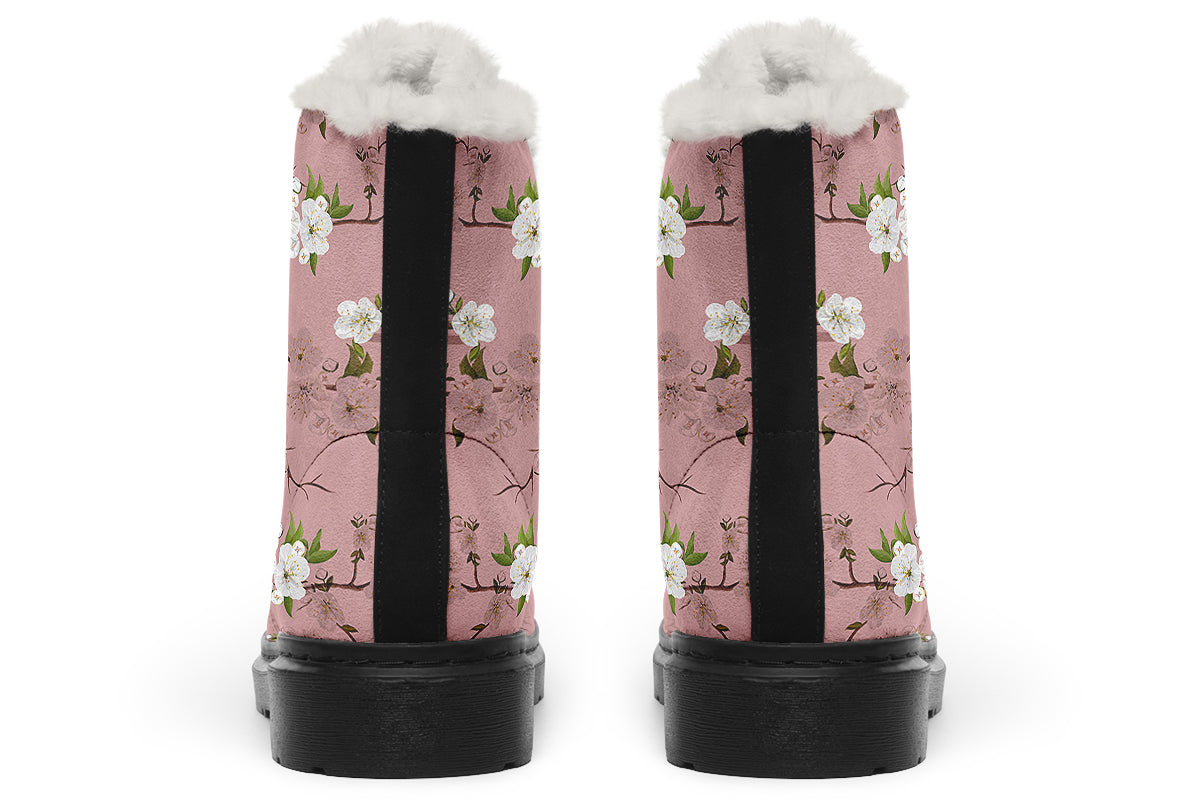 Peach Blossoms Faux Fur Boots