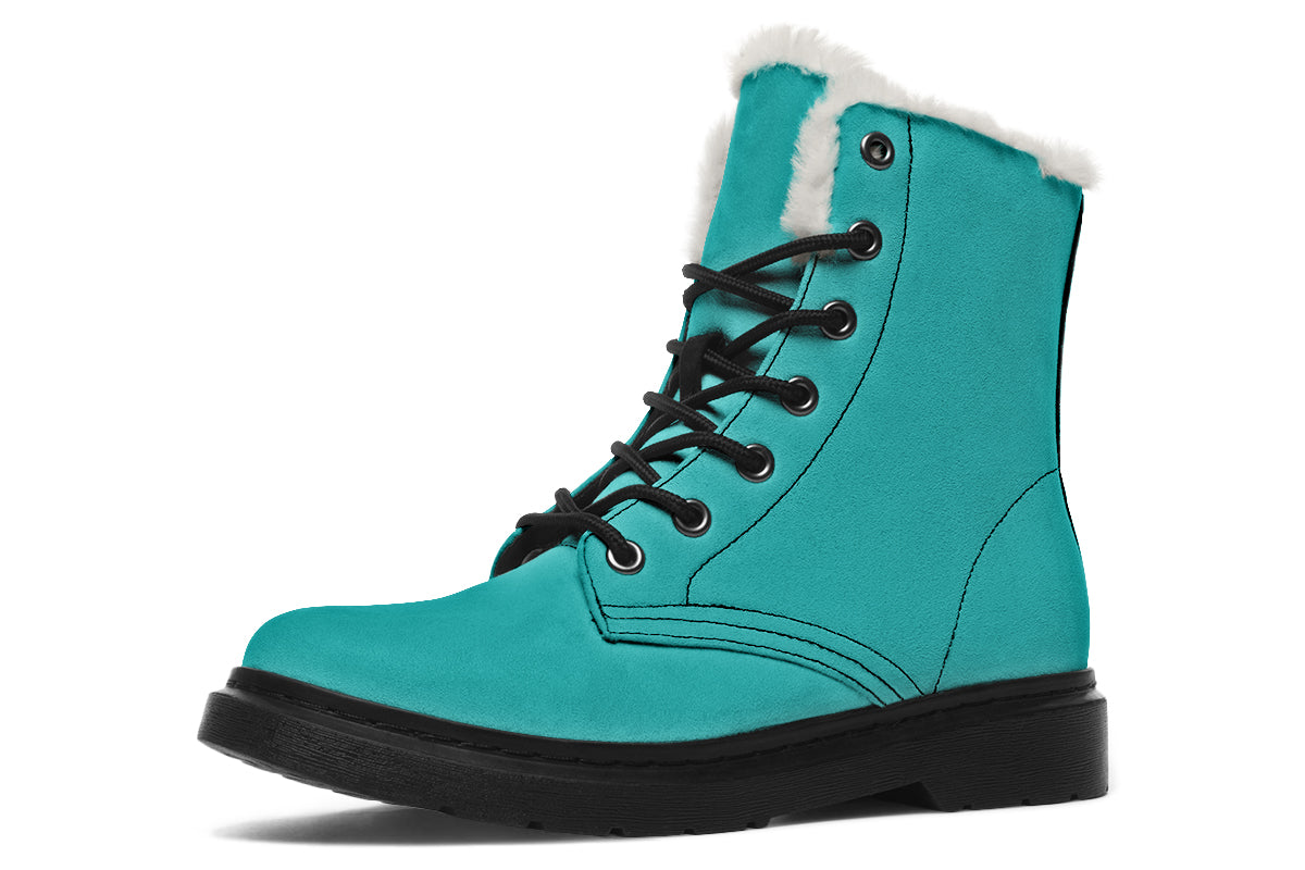 Pennyroyal Teal Faux Fur Boots