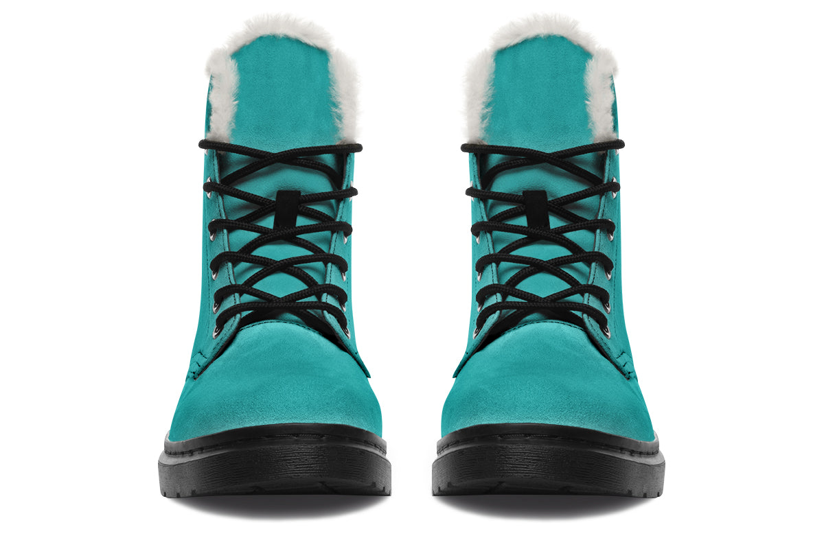 Pennyroyal Teal Faux Fur Boots