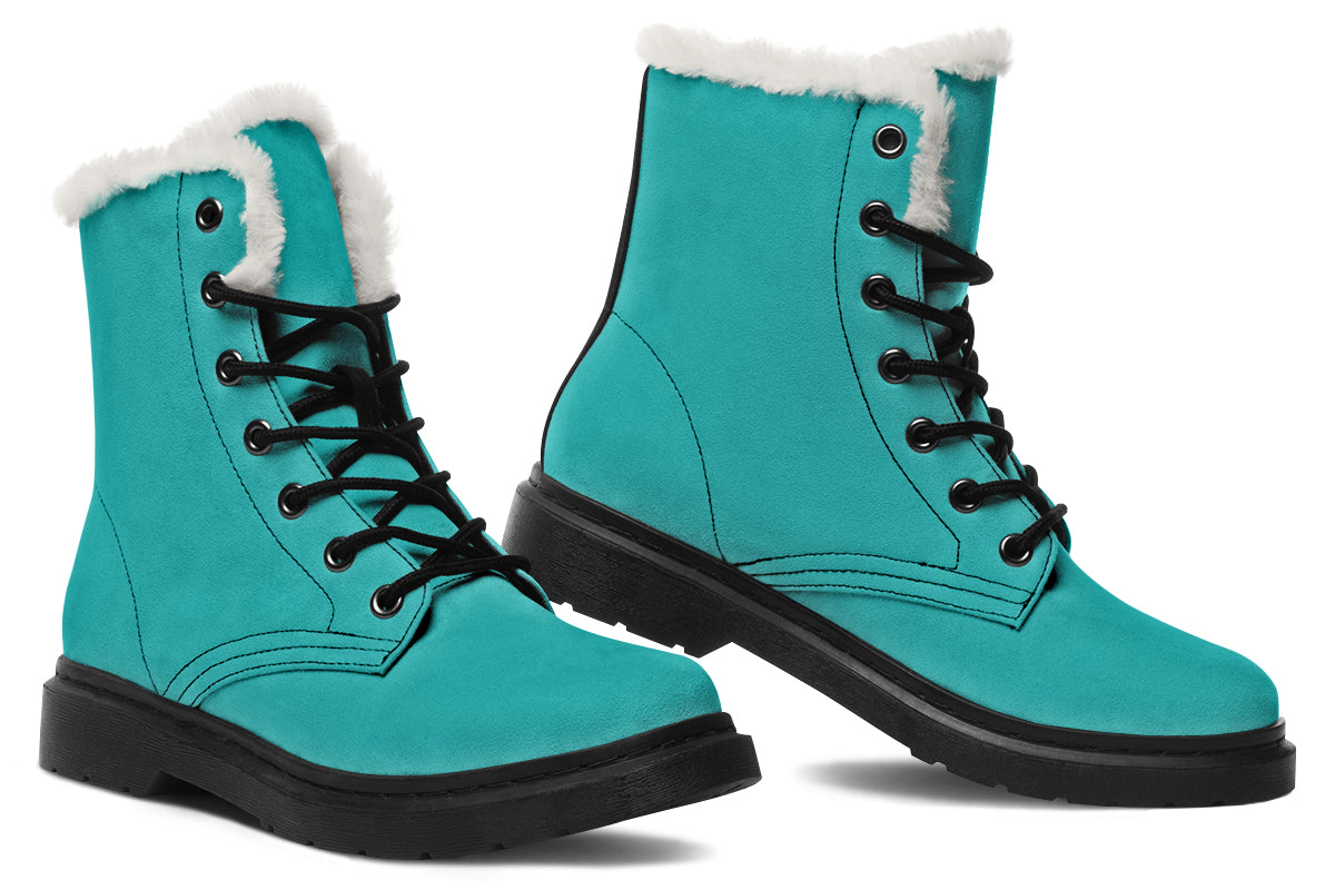 Pennyroyal Teal Faux Fur Boots