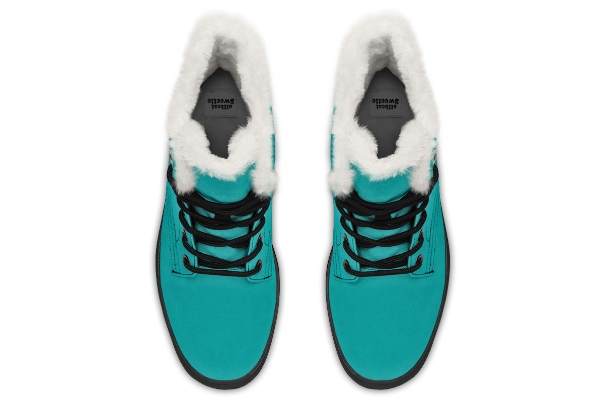 Pennyroyal Teal Faux Fur Boots