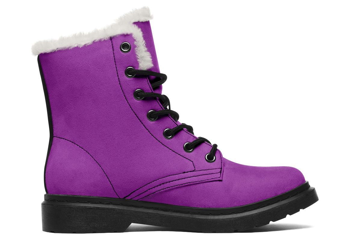 Purple And Pink Mismatch Faux Fur Boots