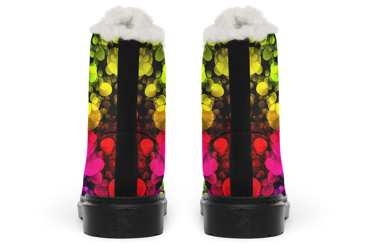 Rainbow Bubbles Faux Fur Boots