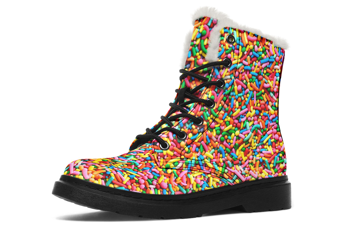 Rainbow Sprinkles Faux Fur Boots