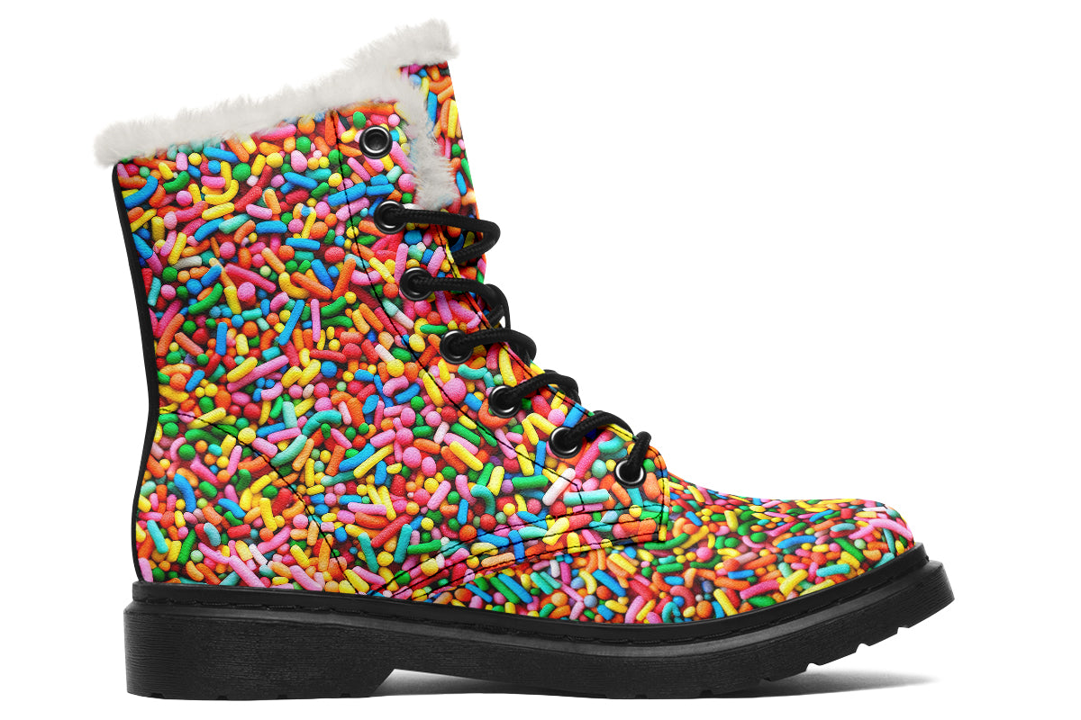 Rainbow Sprinkles Faux Fur Boots