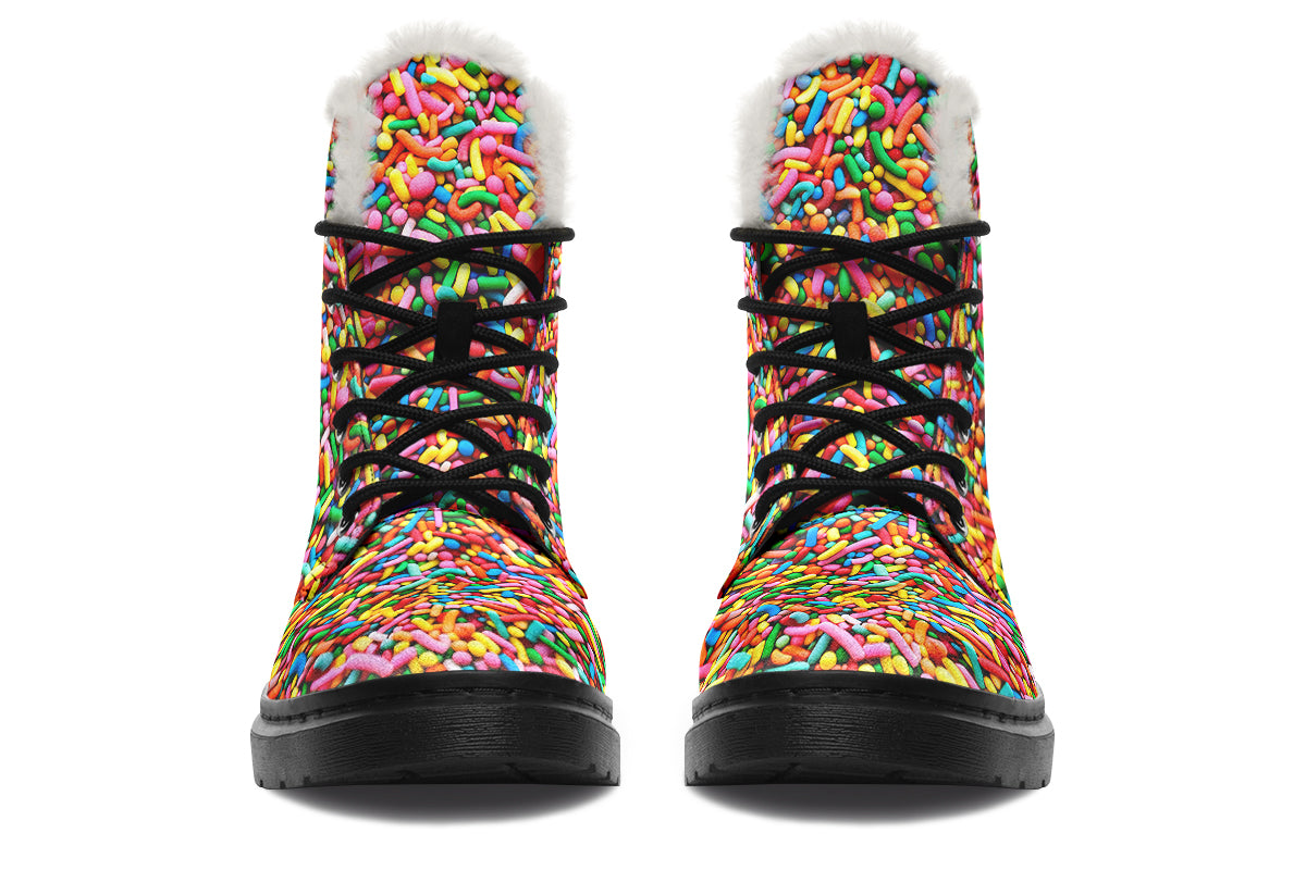 Rainbow Sprinkles Faux Fur Boots