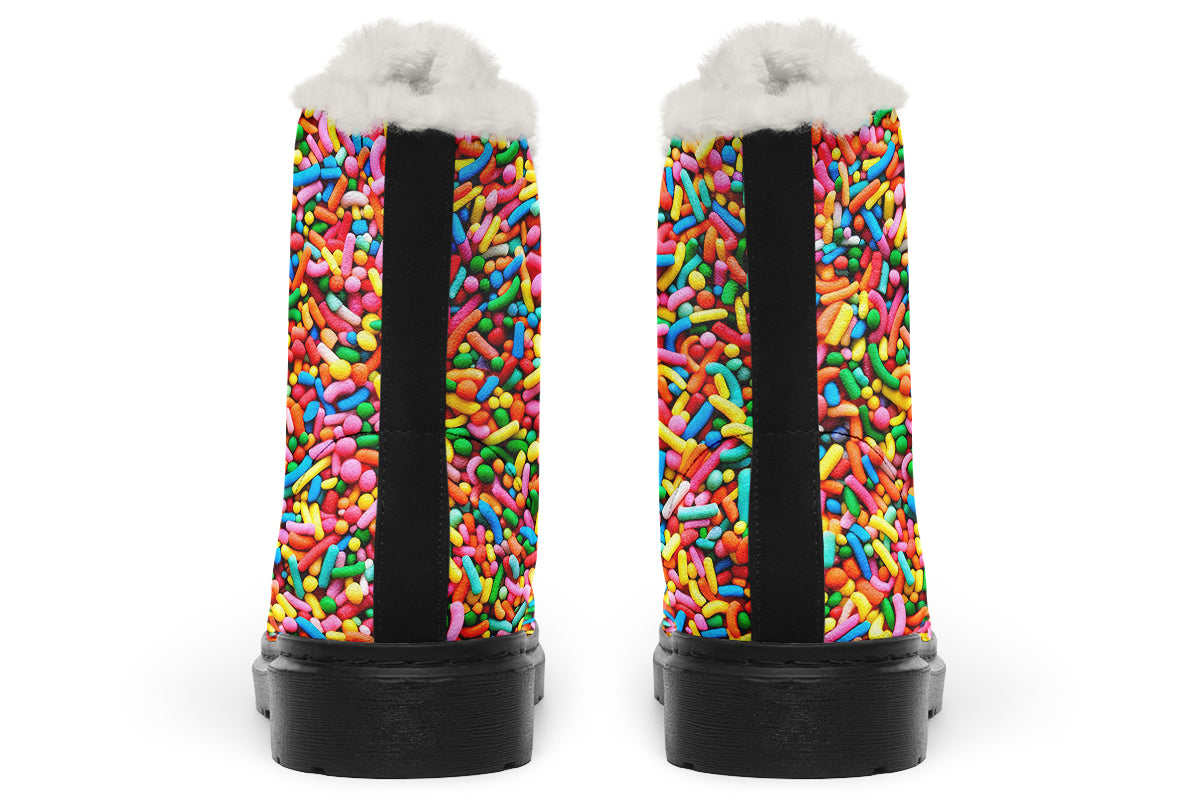 Rainbow Sprinkles Faux Fur Boots