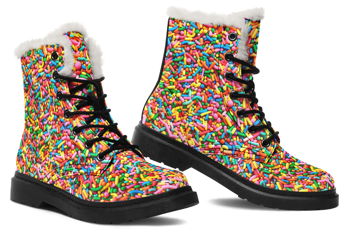 Rainbow Sprinkles Faux Fur Boots