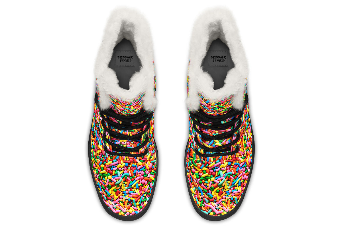 Rainbow Sprinkles Faux Fur Boots