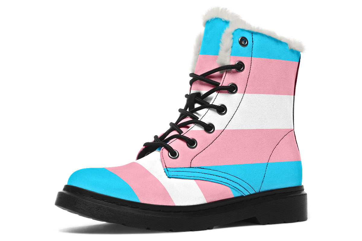 Trans Flag Faux Fur Boots