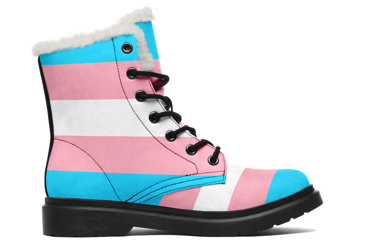 Trans Flag Faux Fur Boots