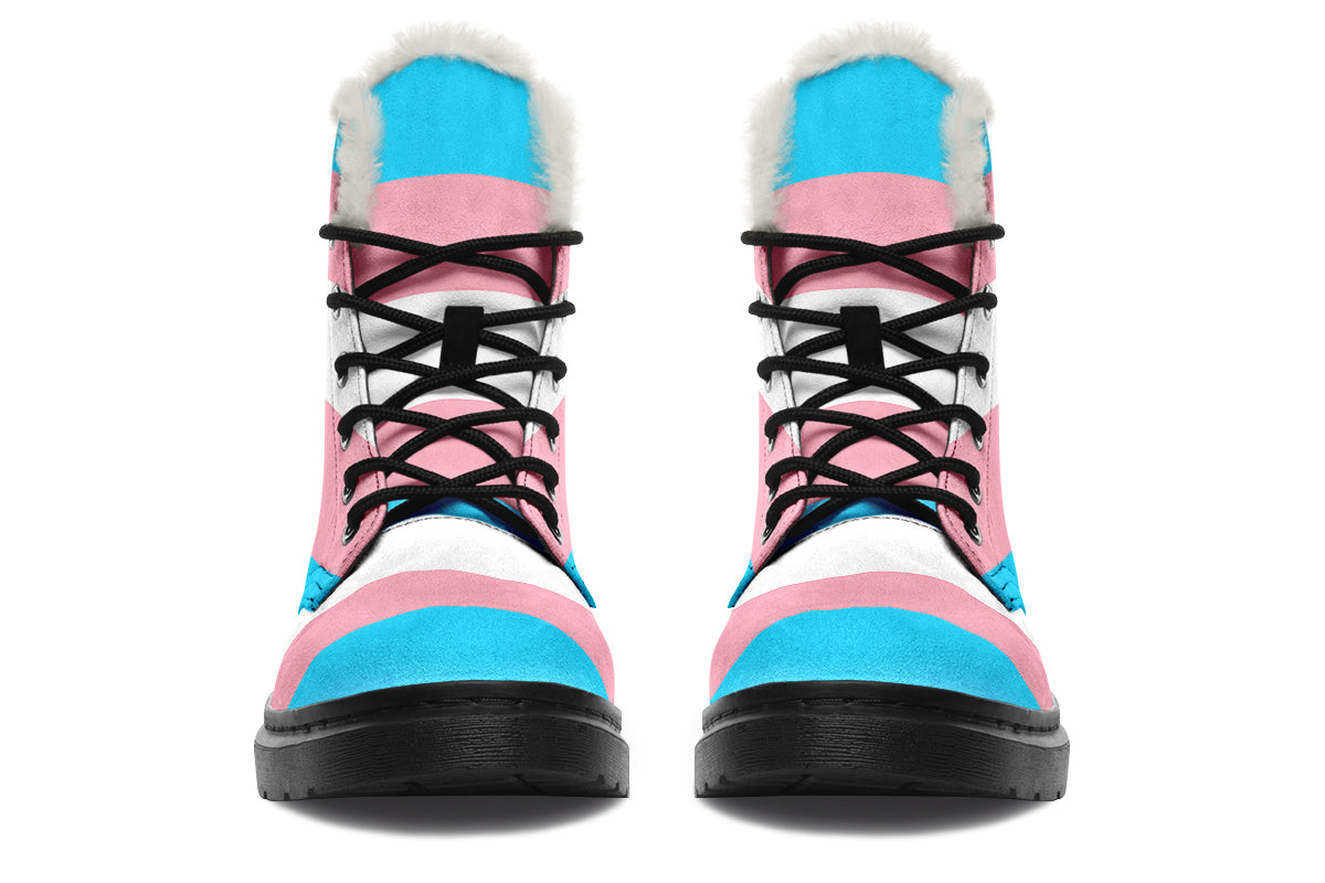 Trans Flag Faux Fur Boots