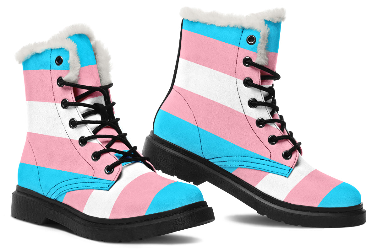 Trans Flag Faux Fur Boots