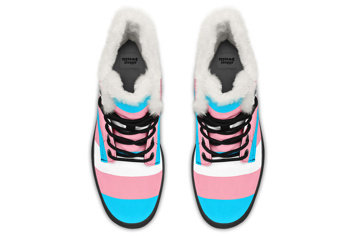 Trans Flag Faux Fur Boots