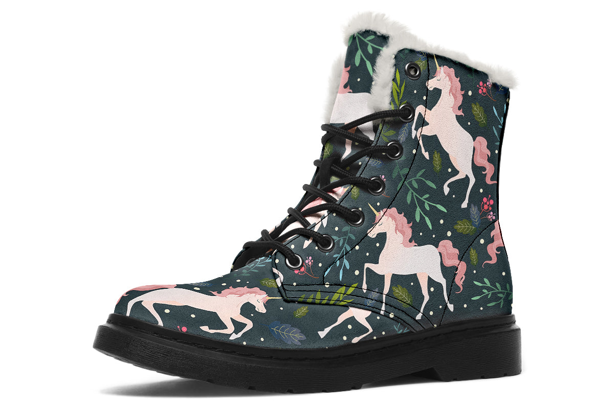 Unicorn Garden Faux Fur Boots