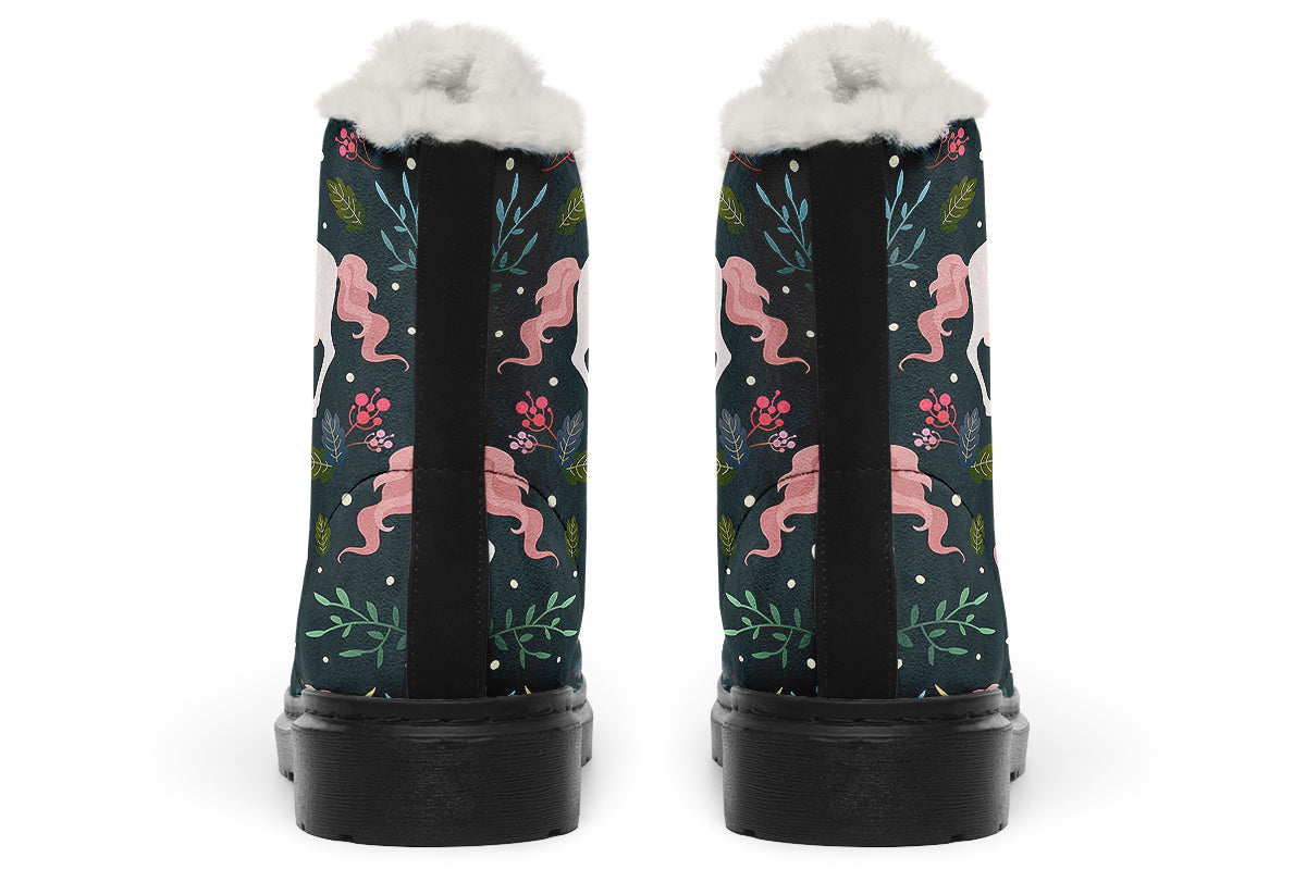 Unicorn Garden Faux Fur Boots