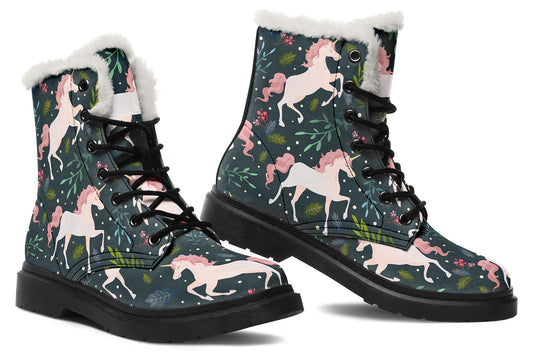 Unicorn Garden Faux Fur Boots